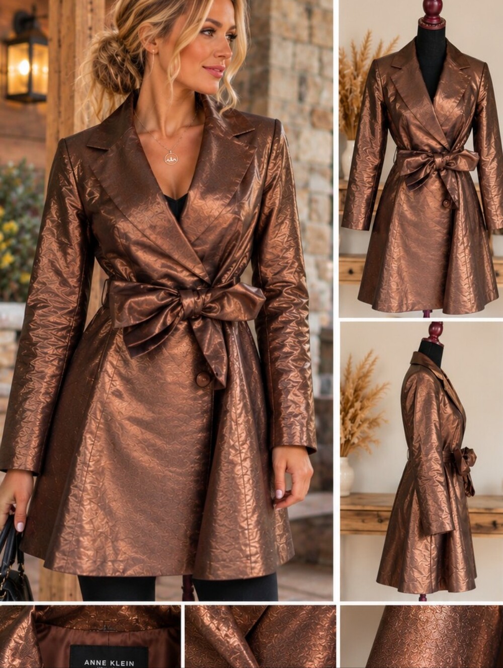 Anne Klein Metallic Copper, Light Weight Blazer.
